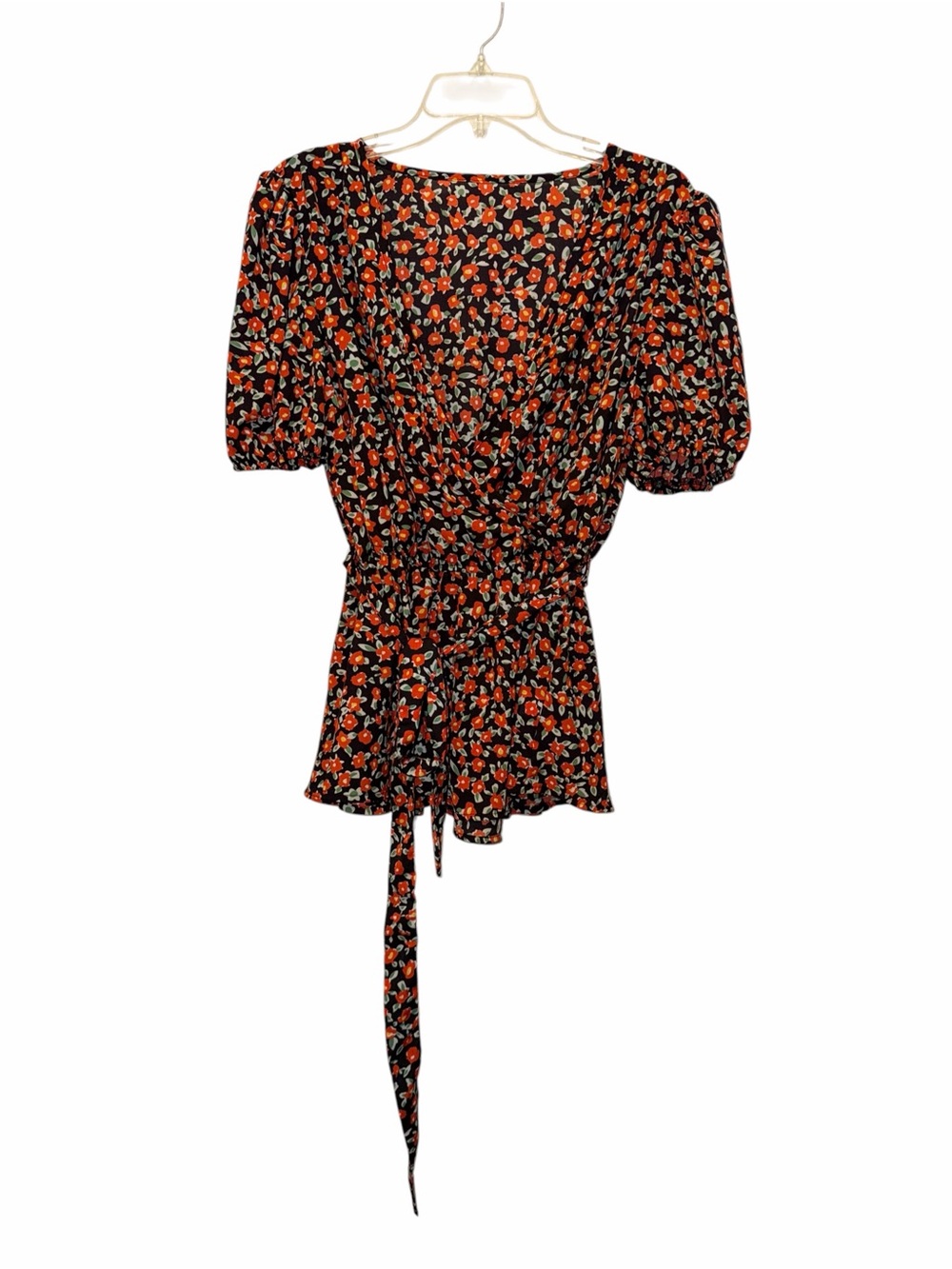 SHEIN Black Top with Orange Floral Print